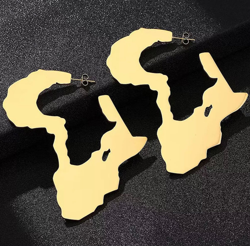 Boucles d'oreilles Afrique dorées – acier inoxydable