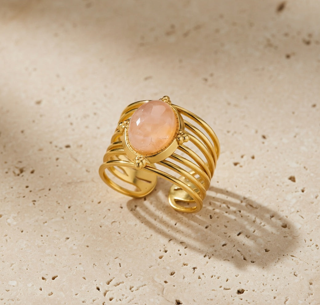Bague en acier inoxydable avec pierre