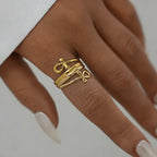 Bague ankh dorée en acier inoxydable