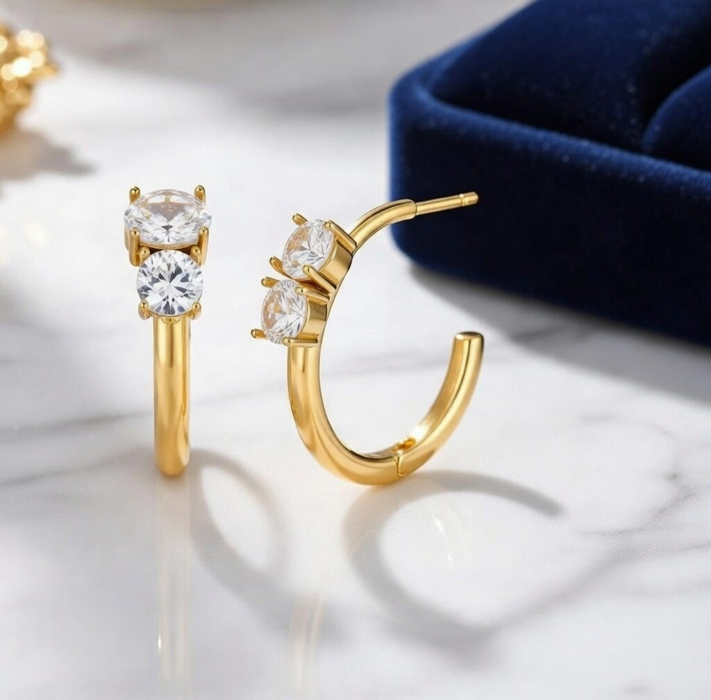 Créoles en acier inoxydable avec cristaux