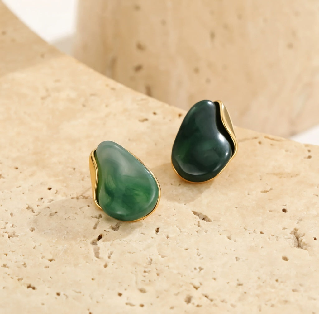 Boucles d’oreilles effet goutte en acier inoxydable avec pierre