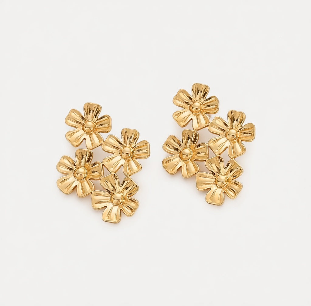 Boucles d’oreilles fleurs en acier inoxydable