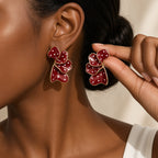 Boucles d’oreilles fantaisie fleurs à pois
