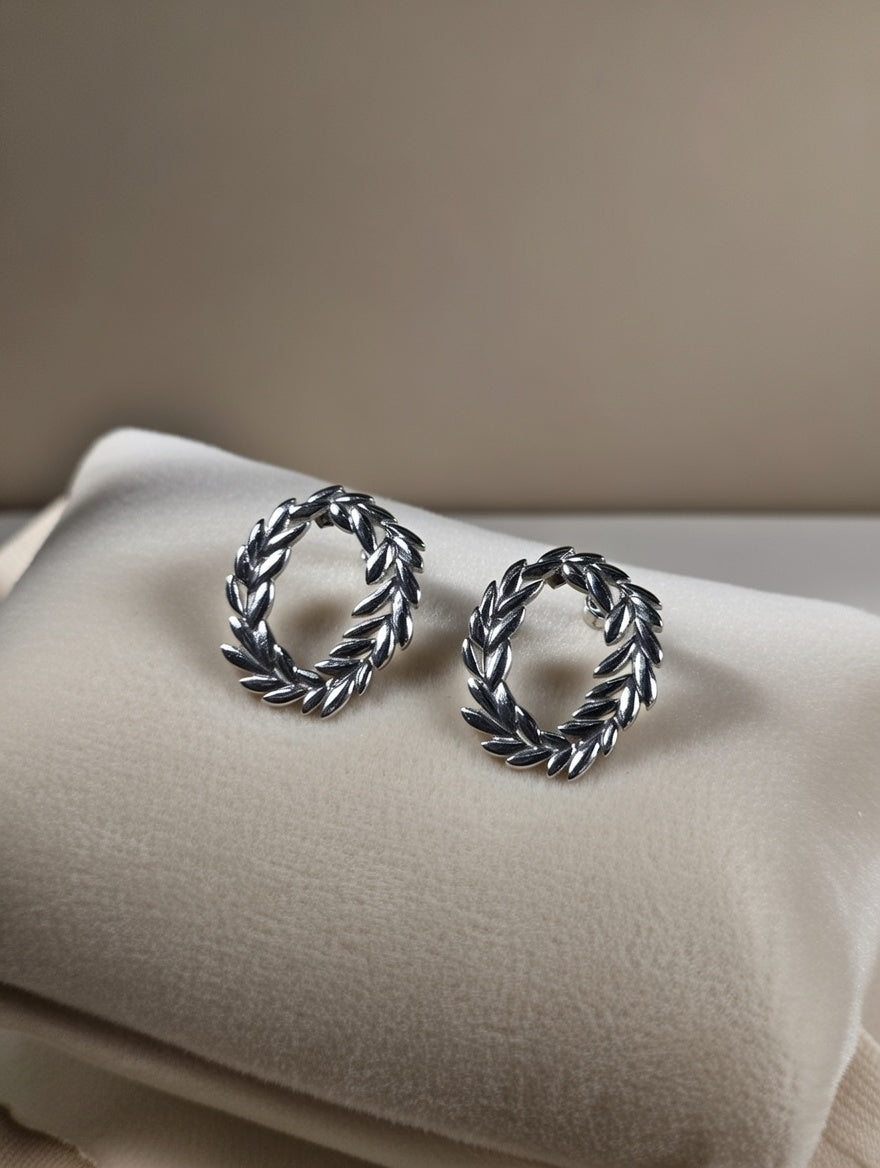 Boucles d’oreilles feuilles de laurier en acier inoxydable