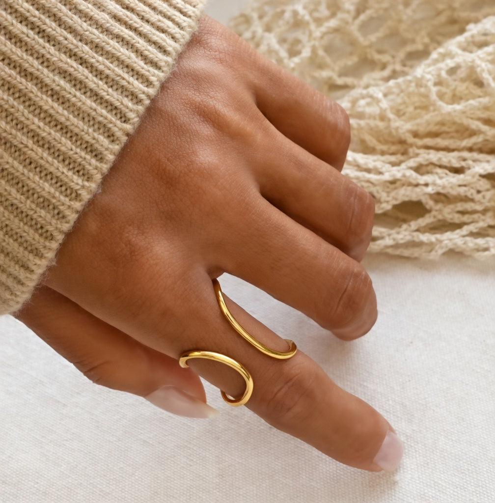 Bague sculpturale en acier inoxydable