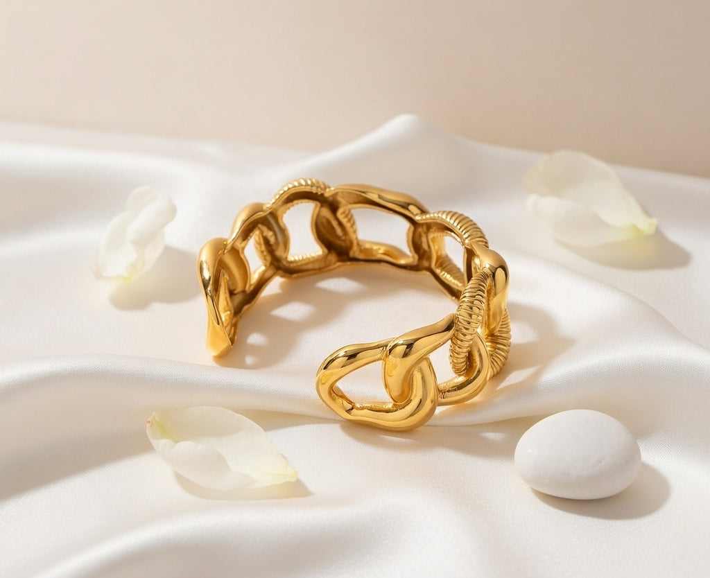 Bracelet jonc maillons en acier inoxydable