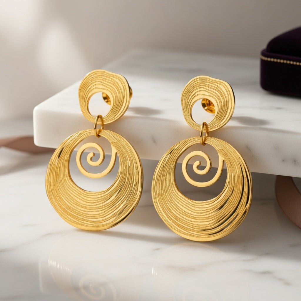 Boucles d’oreilles spirale en acier inoxydable