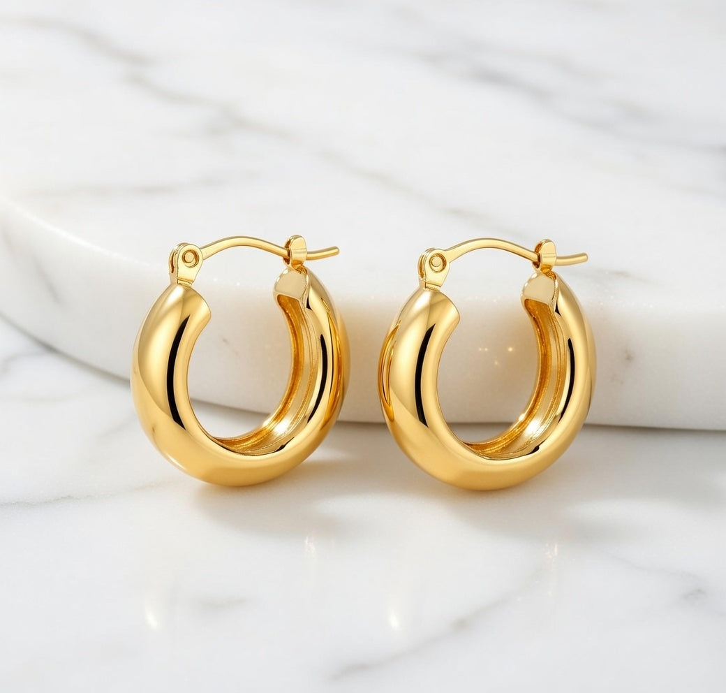 Boucles d’oreilles créoles épaisses en acier inoxydable