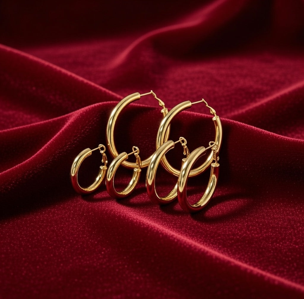 Steel earring plated with fine gold