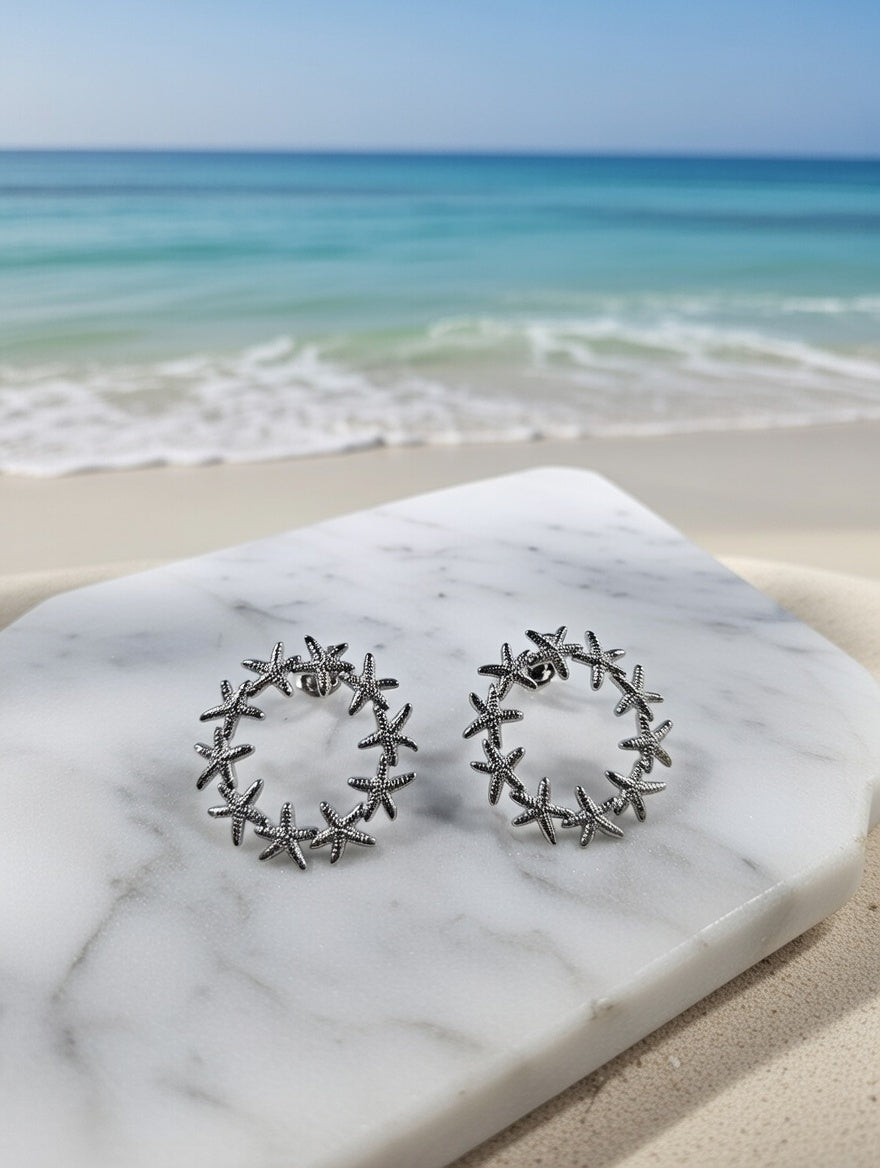 Boucles d’oreilles étoiles de mer en acier inoxydable