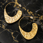 Boucles d’oreilles demi-lune texturées en acier inoxydable