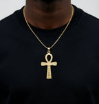 Collier croix Ankh égyptienne gravée en acier inoxydable