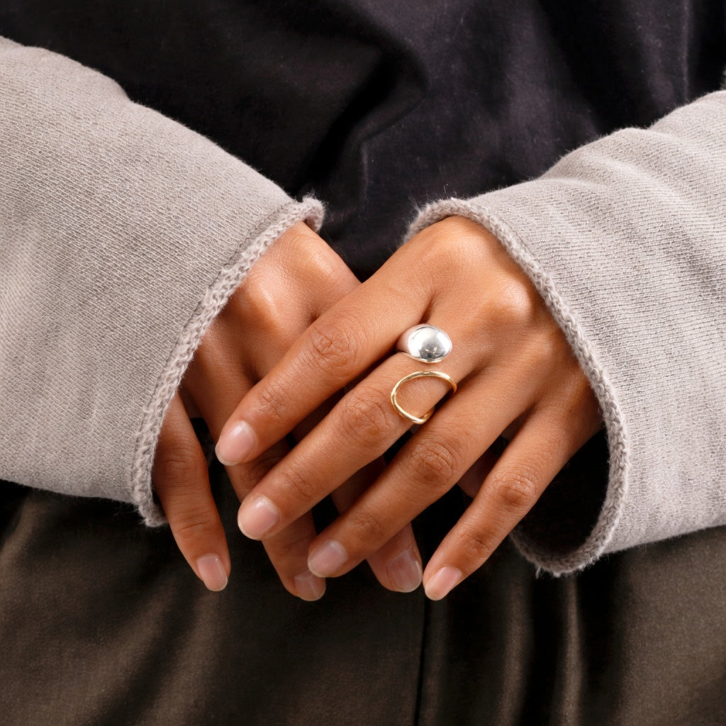 Bague bicolore en acier inoxydable