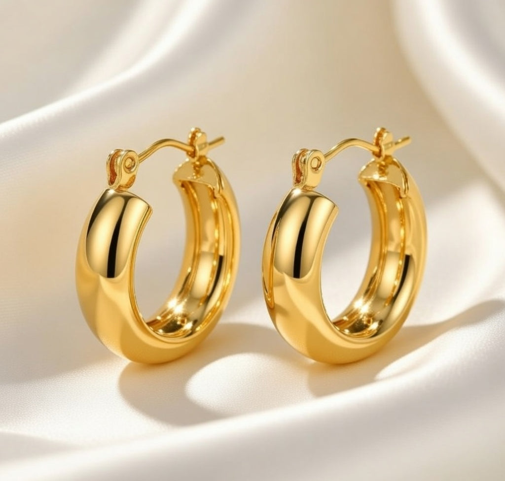 Boucles d’oreilles créoles épaisses en acier inoxydable