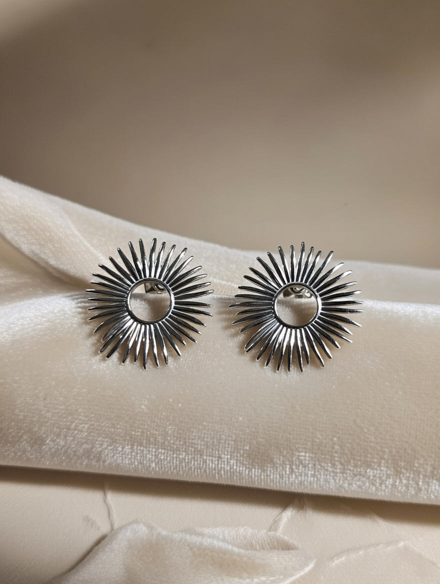 Boucles d’oreilles rayon de soleil en acier inoxydable