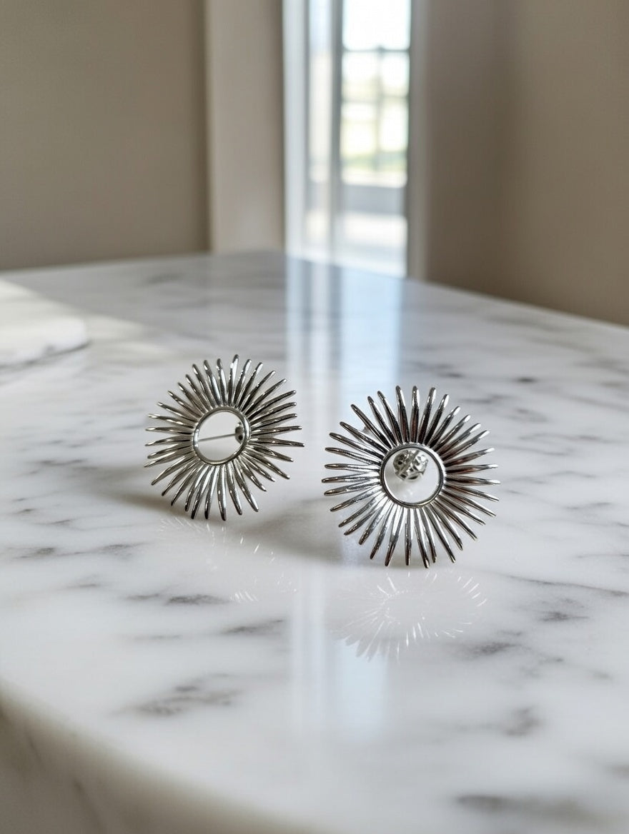 Boucles d’oreilles rayon de soleil en acier inoxydable