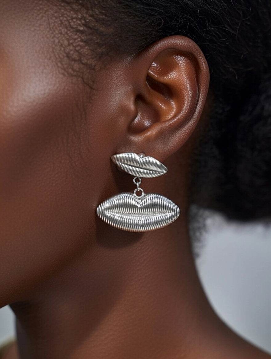Boucles d’oreilles lèvres en acier inoxydable