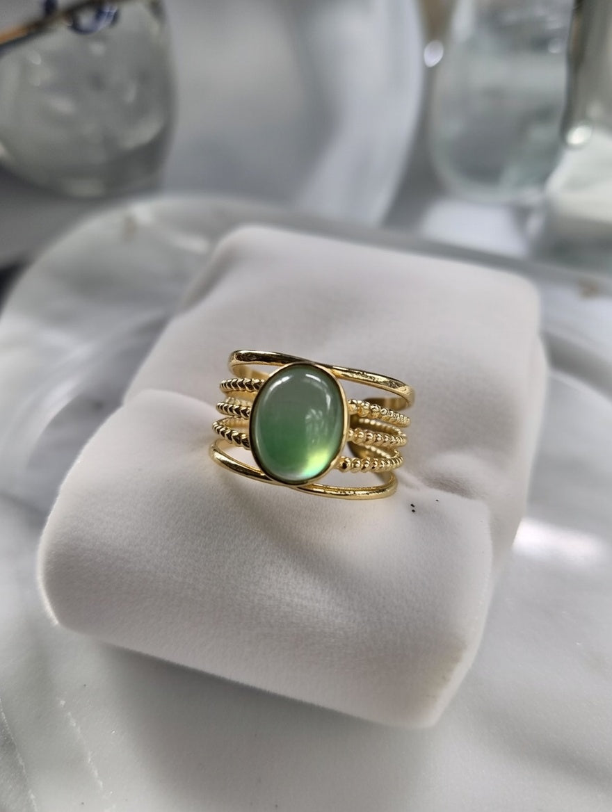 Bague en acier inoxydable avec pierre