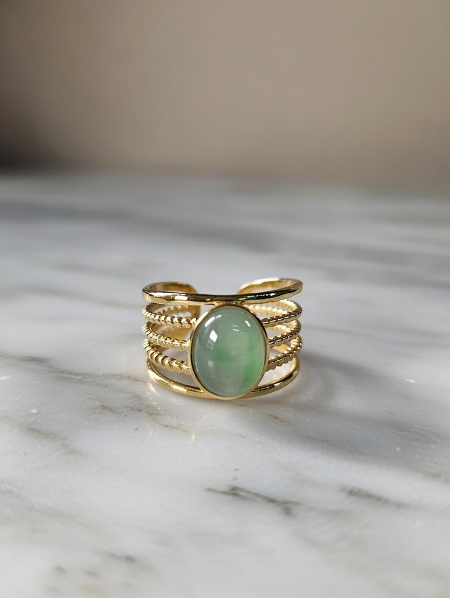 Bague en acier inoxydable avec pierre