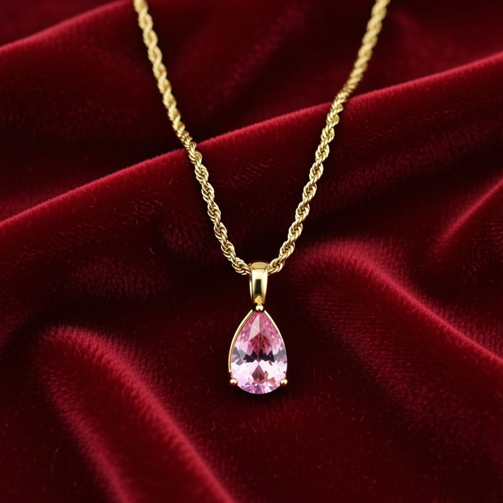 Collier corde torsadée en acier inoxydable avec pendentif goutte