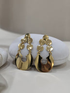 Boucles d’oreilles pendantes disques dorés en acier inoxydable