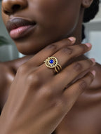 Bague soleil en acier inoxydable avec pierre