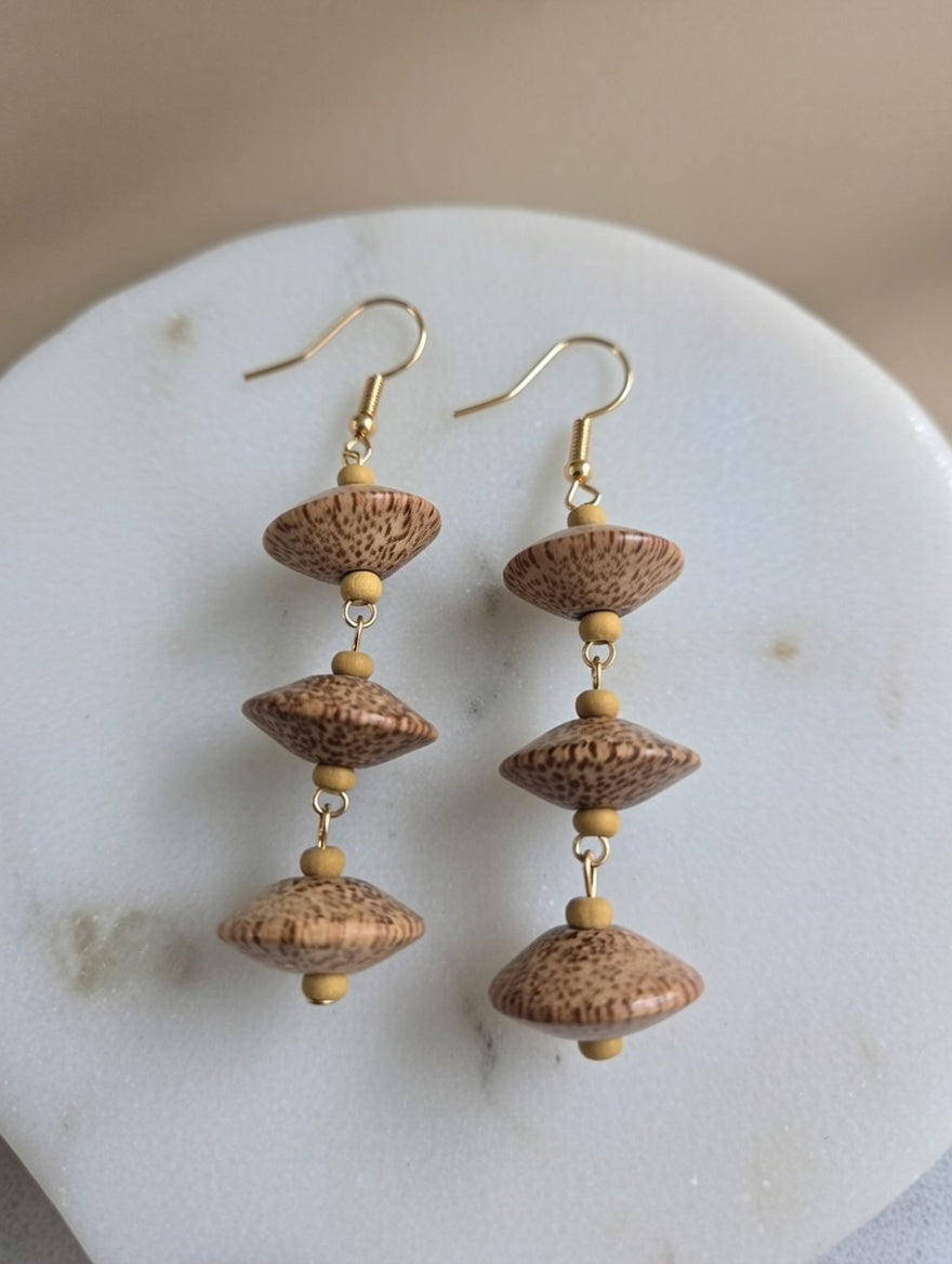 Boucles d’oreilles pendantes en bois