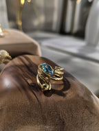 Bague wrap en acier inoxydable avec pierre