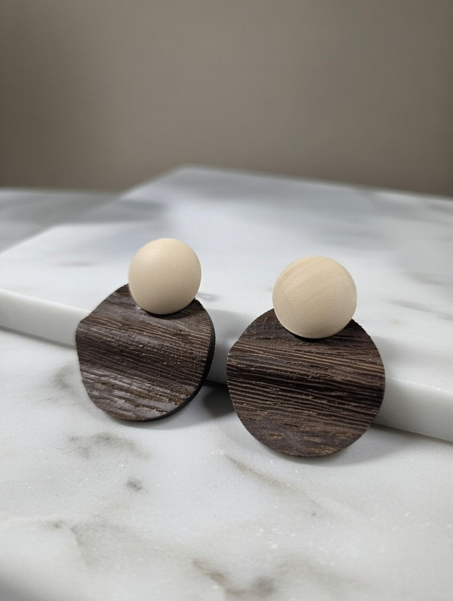 Boucles d’oreilles rondes en bois