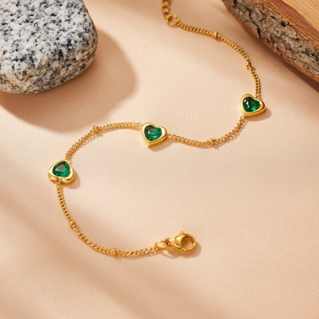 Bracelet cœurs en acier inoxydable