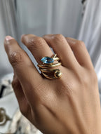 Bague wrap en acier inoxydable avec pierre