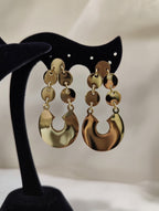 Boucles d’oreilles pendantes disques dorés en acier inoxydable