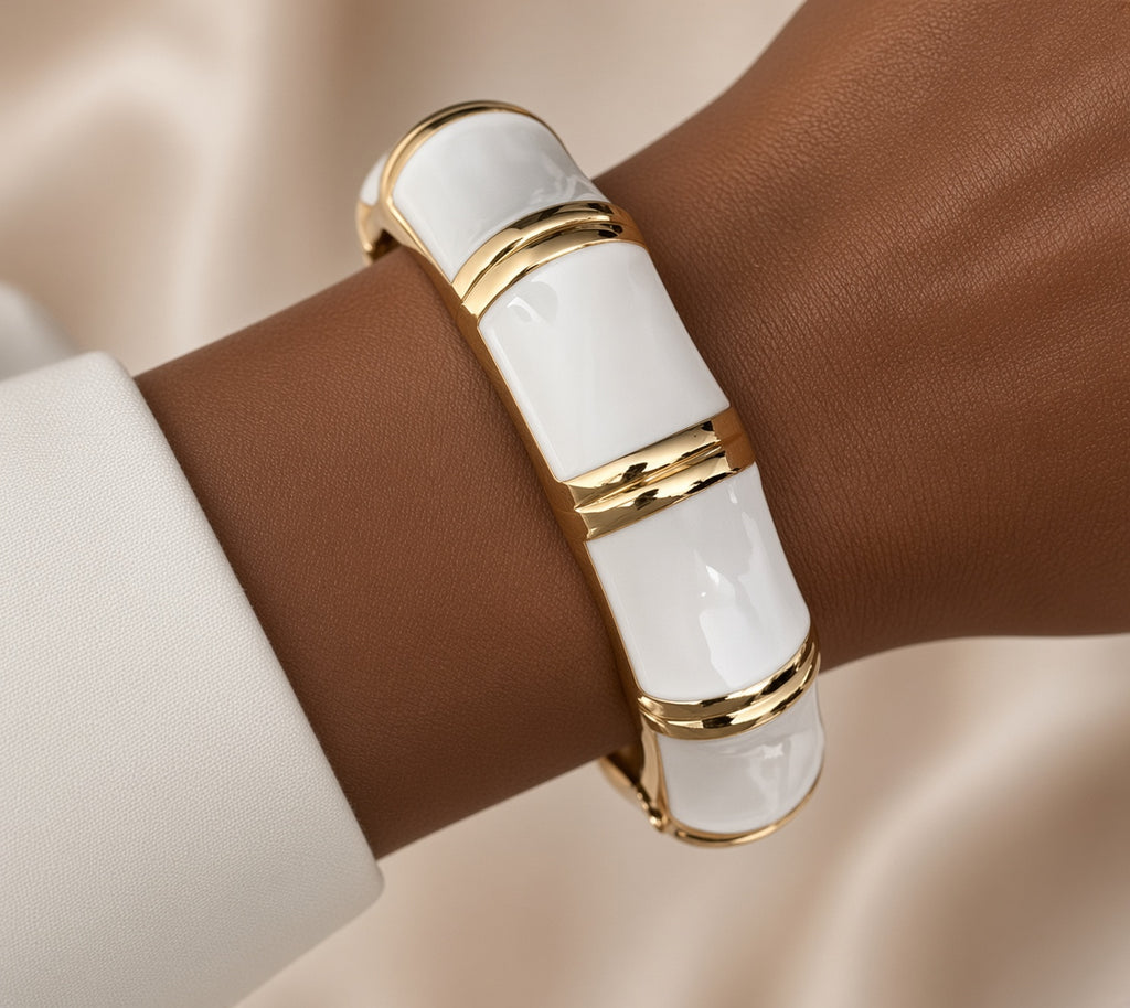 Bracelet jonc fantaisie effet bambou