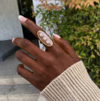 Bague nacrée fleur acier inoxydable