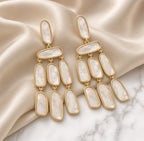 Boucles d'oreilles pendantes nacrées en acier inoxydable