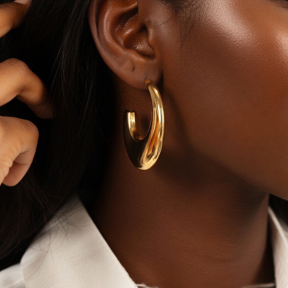 Boucles d’oreilles créoles épaisses en acier inoxydable