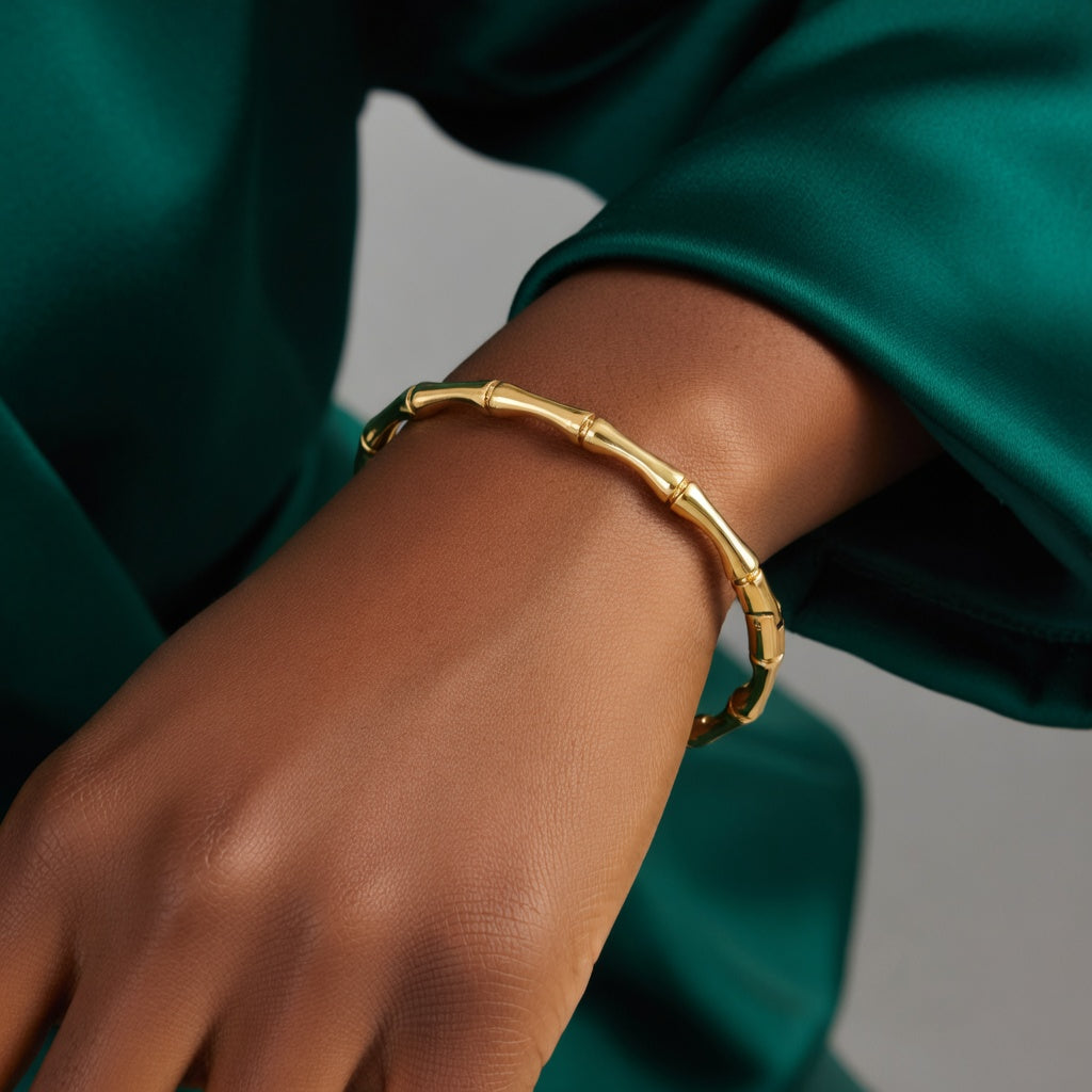 Bracelet effet bambou en acier inoxydable