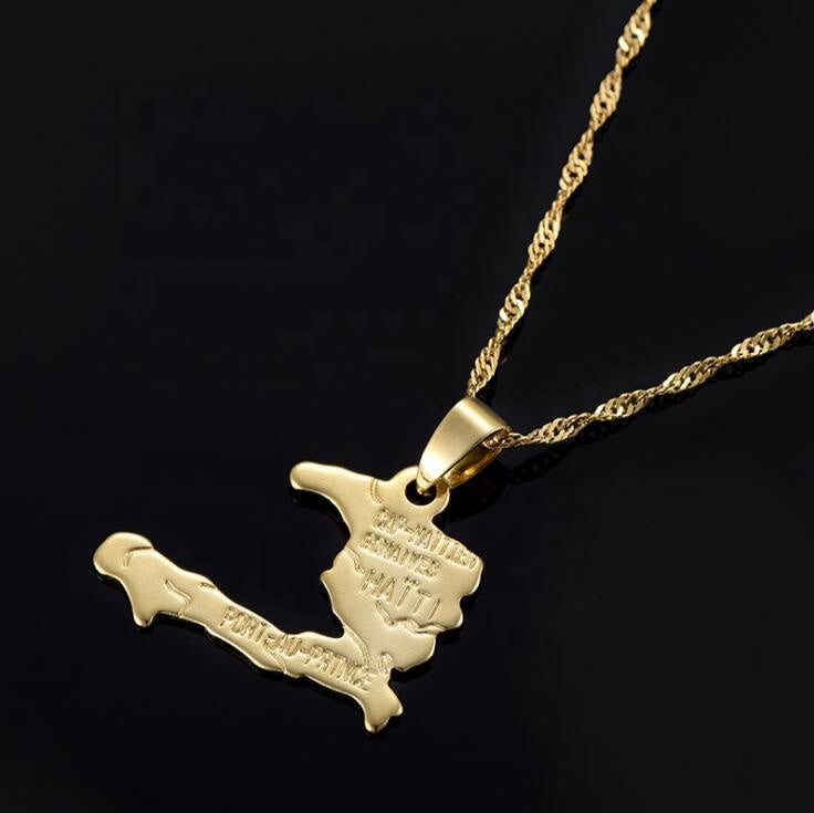 Stainless Steel Haiti Map 